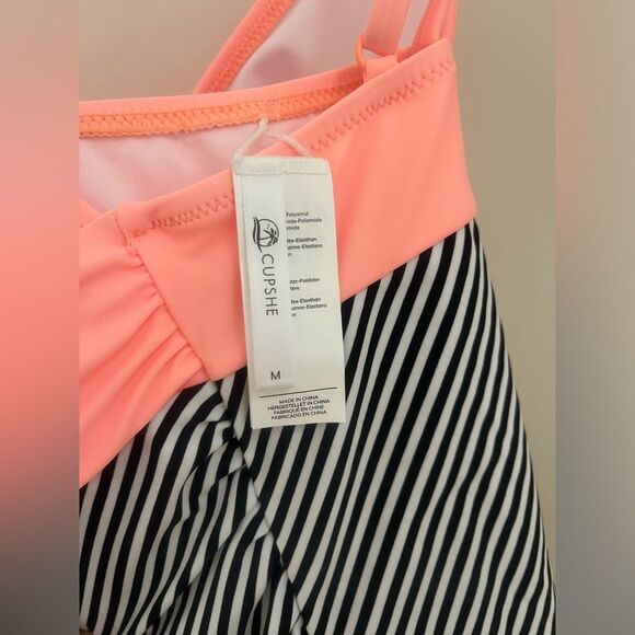 Cupshe Peach and Black Striped One-piece Swimsuit; Size Medium NWT - Picture 7 of 7